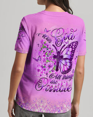 With God All Things Are Possible Butterfly Women's All Over Print Shirt - Yhlt1809241
