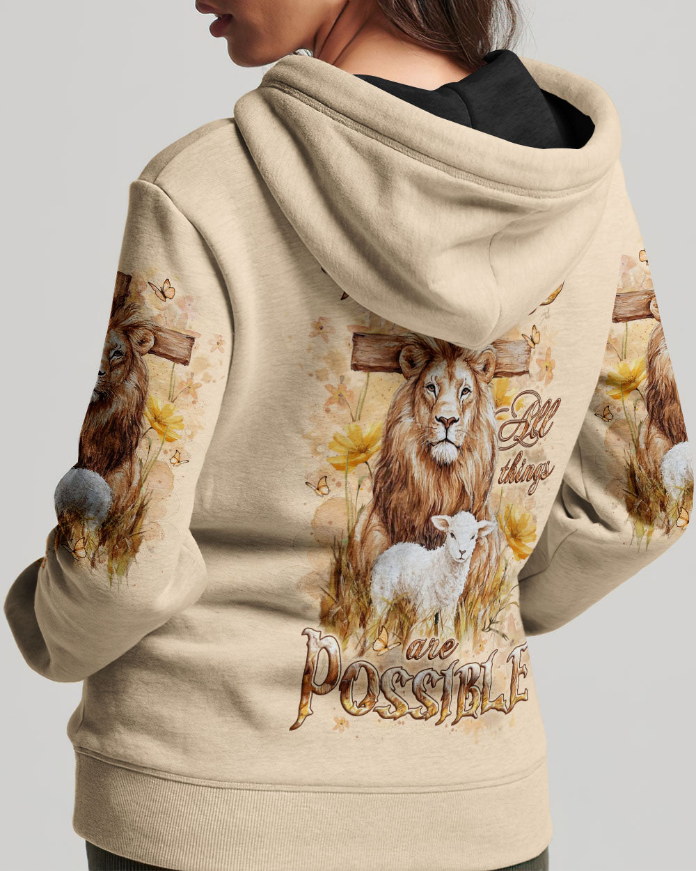 With God All Things Are Possible Lion Lamb Women's All Over Print Shirt - Yhlt2101252