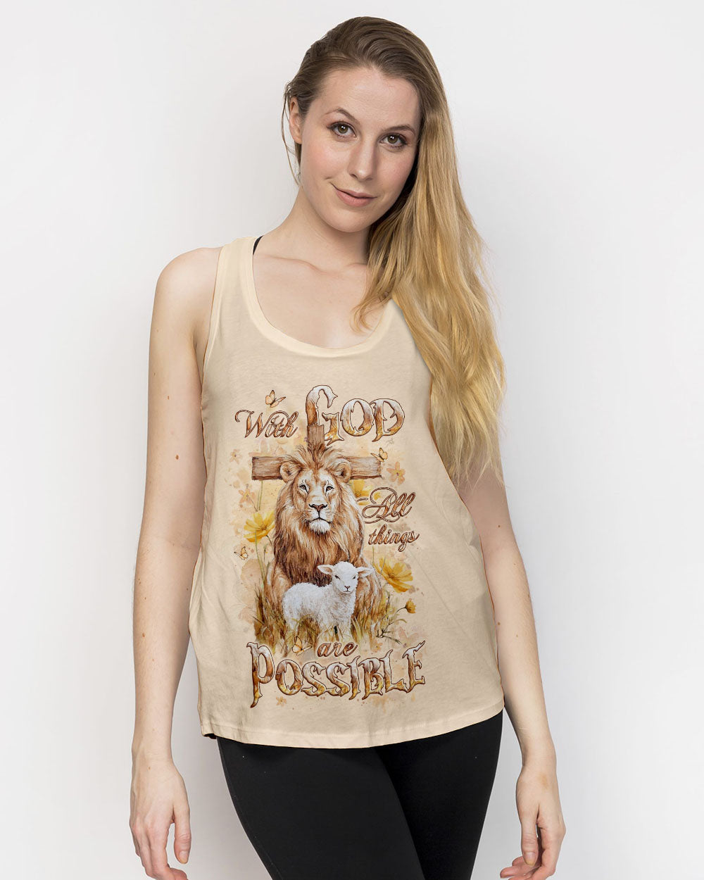 With God All Things Are Possible Lion Lamb Women's All Over Print Shirt - Yhlt2101252