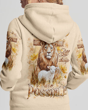 With God All Things Are Possible Lion Lamb Women's All Over Print Shirt - Yhlt2101252