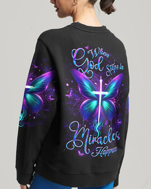 When God Steps In Miracles Happen Women's All Over Print Shirt - Yhlt2412241