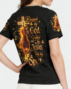 Blessed By God Loved By Jesus Horse Women's All Over Print Shirt - Yhlt3001261