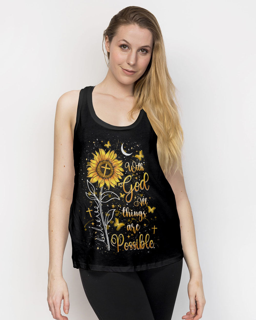 With God All Things Are Possible Sunflower Women's All Over Print Shirt - Yhlt3008243