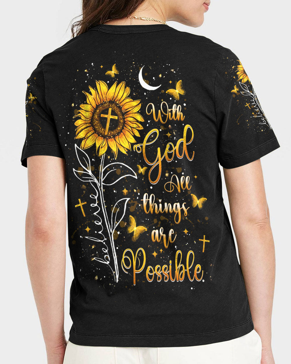 With God All Things Are Possible Sunflower Women's All Over Print Shirt - Yhlt3008243