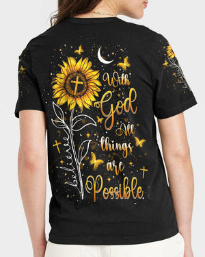 With God All Things Are Possible Sunflower Women's All Over Print Shirt - Yhlt3008243