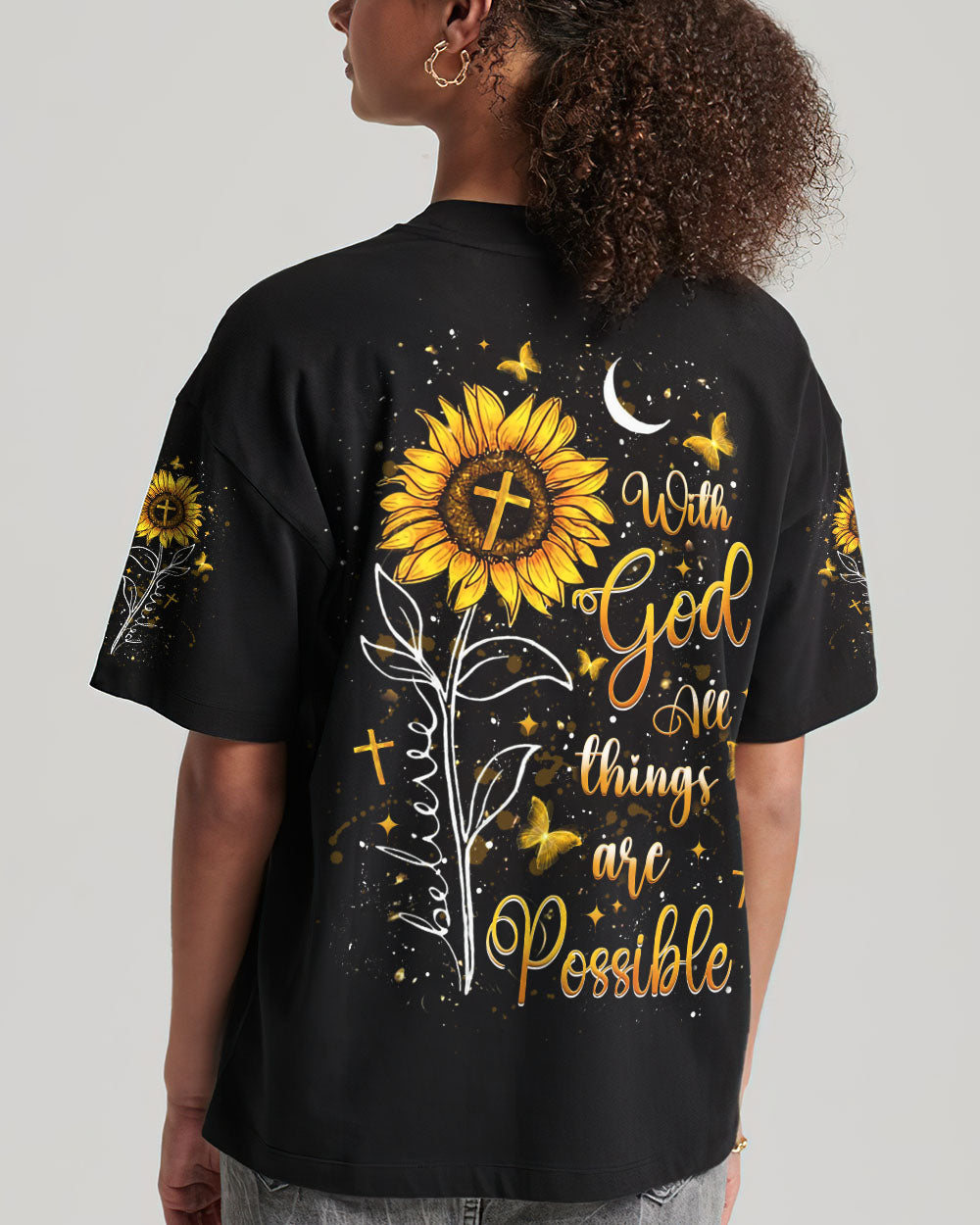 With God All Things Are Possible Sunflower Women's All Over Print Shirt - Yhlt3008243