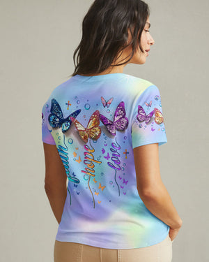 Faith Hope Love Butterfly Women's All Over Print Shirt - Yhlt3112242