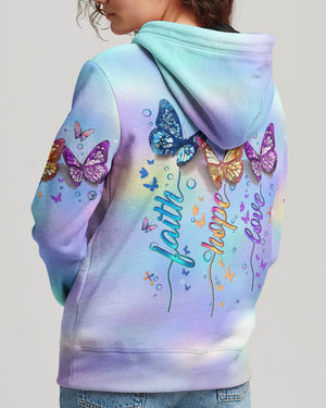 Faith Hope Love Butterfly Women's All Over Print Shirt - Yhlt3112242