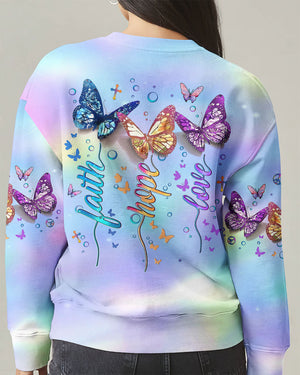 Faith Hope Love Butterfly Women's All Over Print Shirt - Yhlt3112242