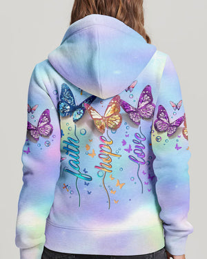 Faith Hope Love Butterfly Women's All Over Print Shirt - Yhlt3112242