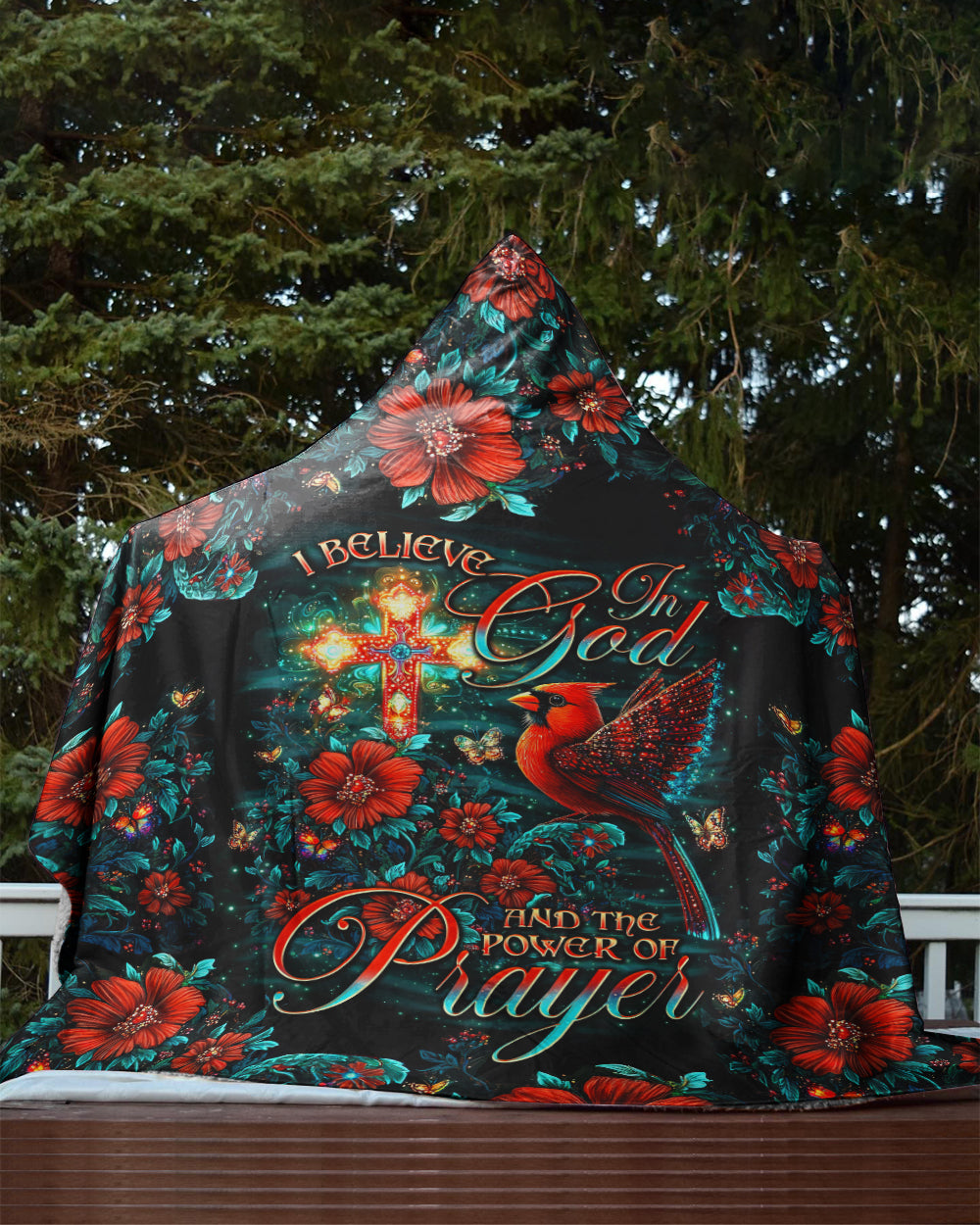 I Believe In God Sherpa Blanket Hoodie - Tlno1311242