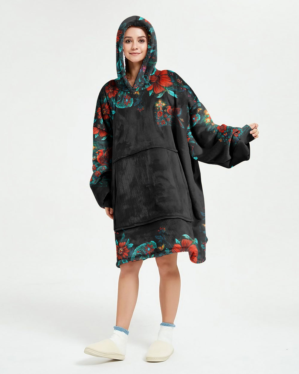 I Believe In God Sherpa Blanket Hoodie - Tlno1311242