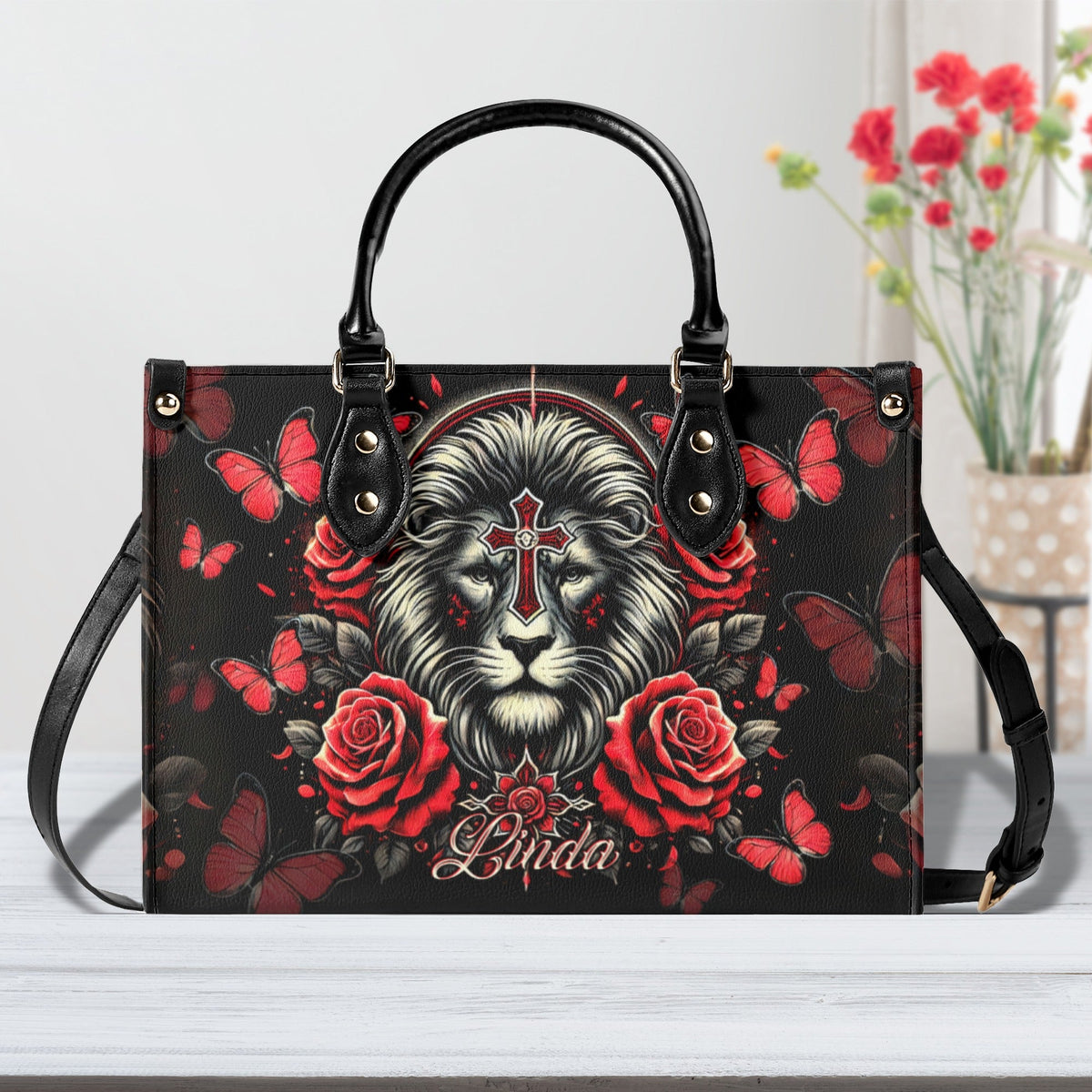 Lion Rose Leather Handbag  - Tltr0511244