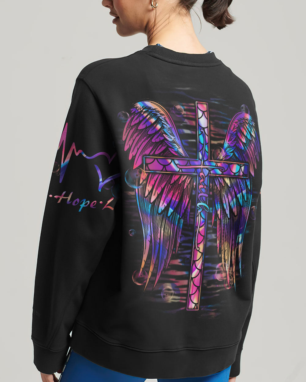 Faith Cross Wings Mermaid Hologram Women's All Over Print Shirt - Ri2406231