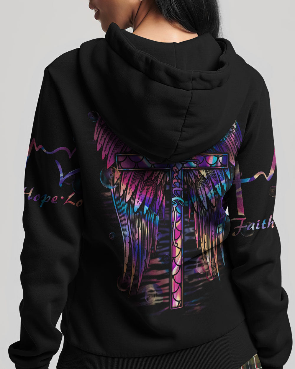 Faith Cross Wings Mermaid Hologram Women's All Over Print Shirt - Ri2406231
