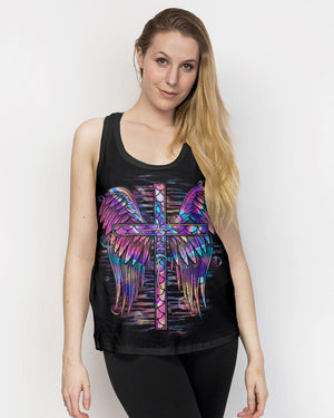 Faith Cross Wings Mermaid Hologram Women's All Over Print Shirt - Ri2406231