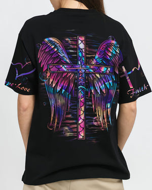 Faith Cross Wings Mermaid Hologram Women's All Over Print Shirt - Ri2406231