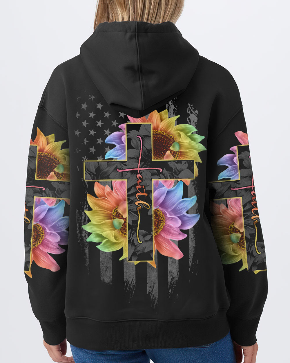 Faith Rainbow Sunflower Cross Flag Women's All Over Print Shirt - Ri2406234