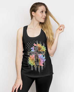 Faith Rainbow Sunflower Cross Flag Women's All Over Print Shirt - Ri2406234