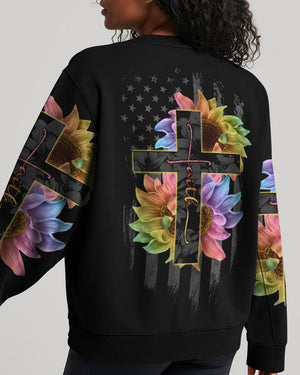 Faith Rainbow Sunflower Cross Flag Women's All Over Print Shirt - Ri2406234
