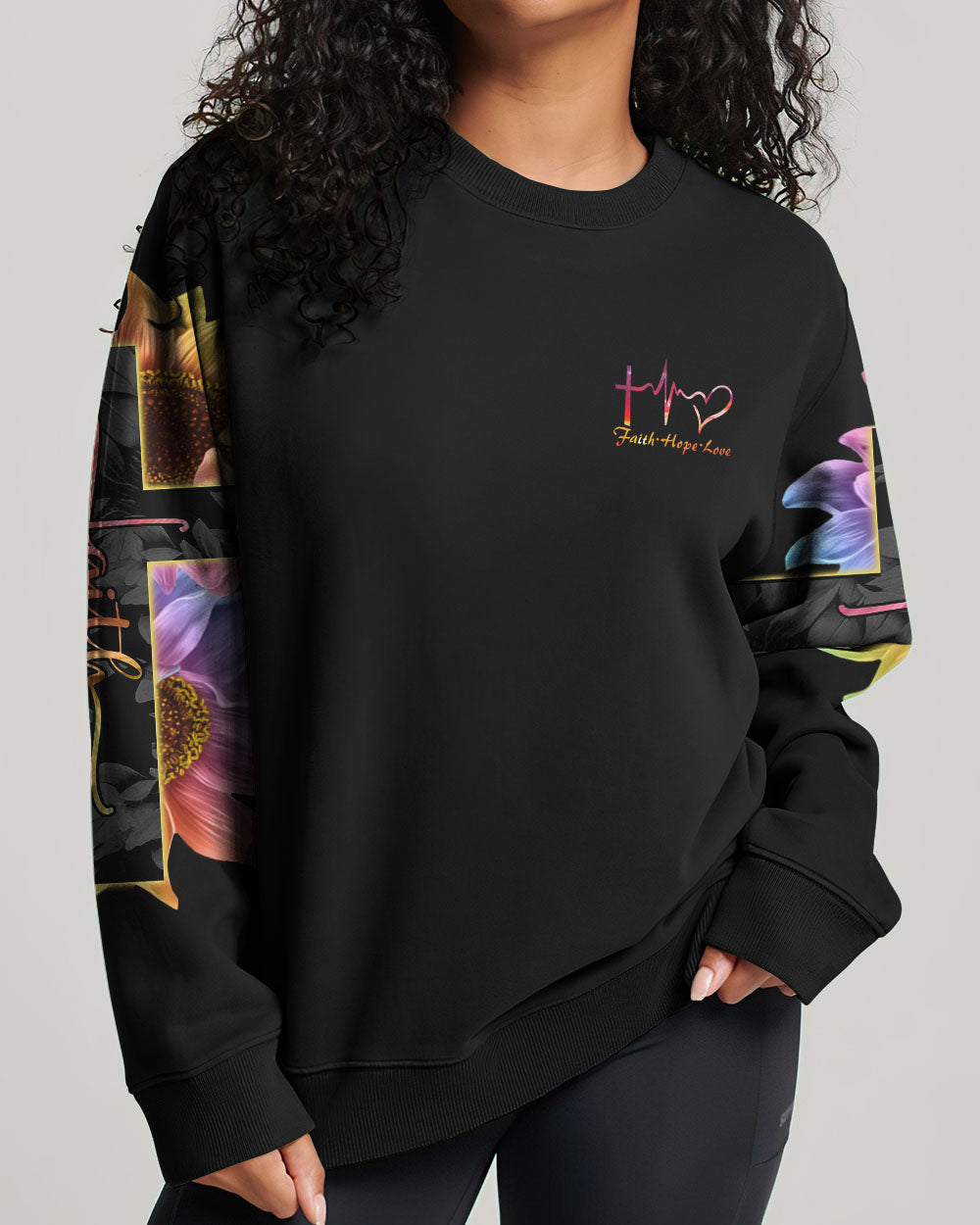 Faith Rainbow Sunflower Cross Flag Women's All Over Print Shirt - Ri2406234