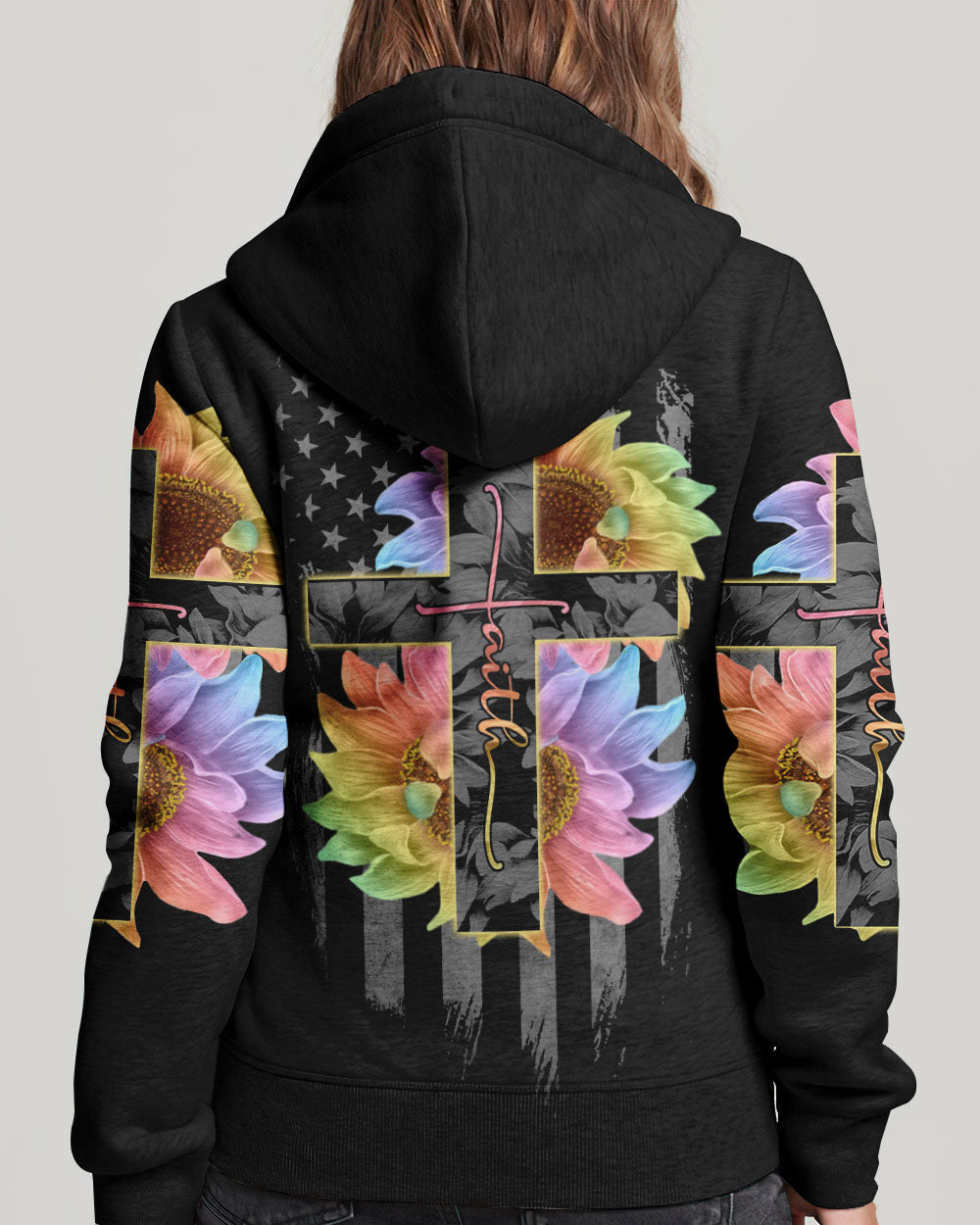 Faith Rainbow Sunflower Cross Flag Women's All Over Print Shirt - Ri2406234