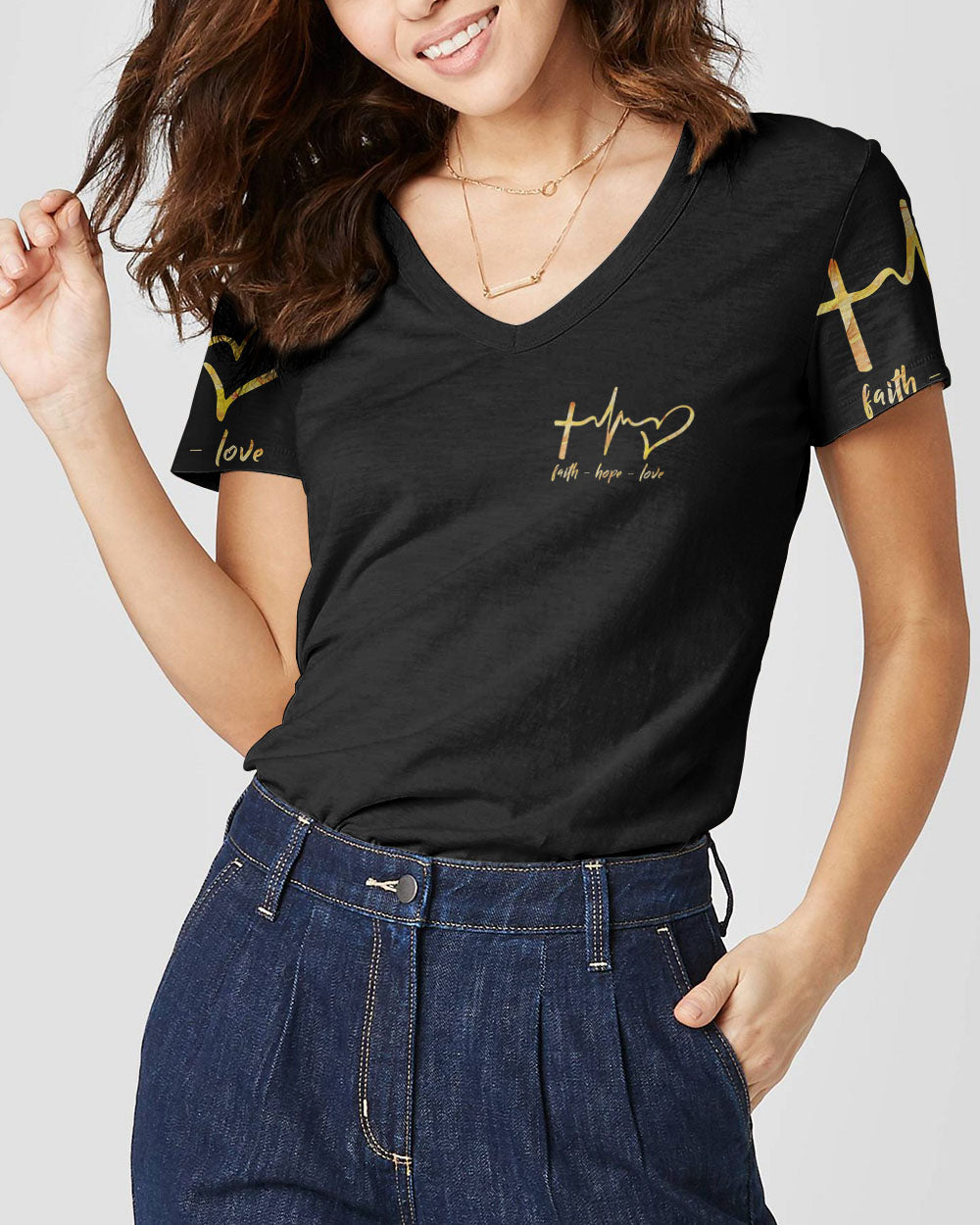 Faith Lion Cross Flag Women's All Over Print Shirt - Ri2406232