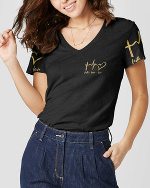 Faith Lion Cross Flag Women's All Over Print Shirt - Ri2406232