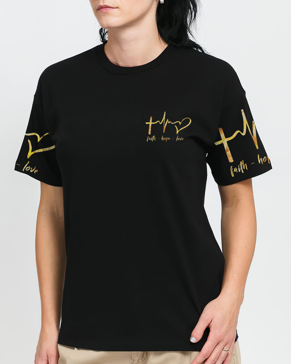 Faith Lion Cross Flag Women's All Over Print Shirt - Ri2406232