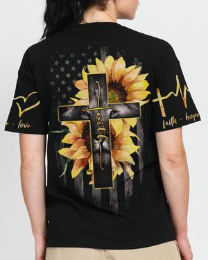 Faith Lion Cross Flag Women's All Over Print Shirt - Ri2406232