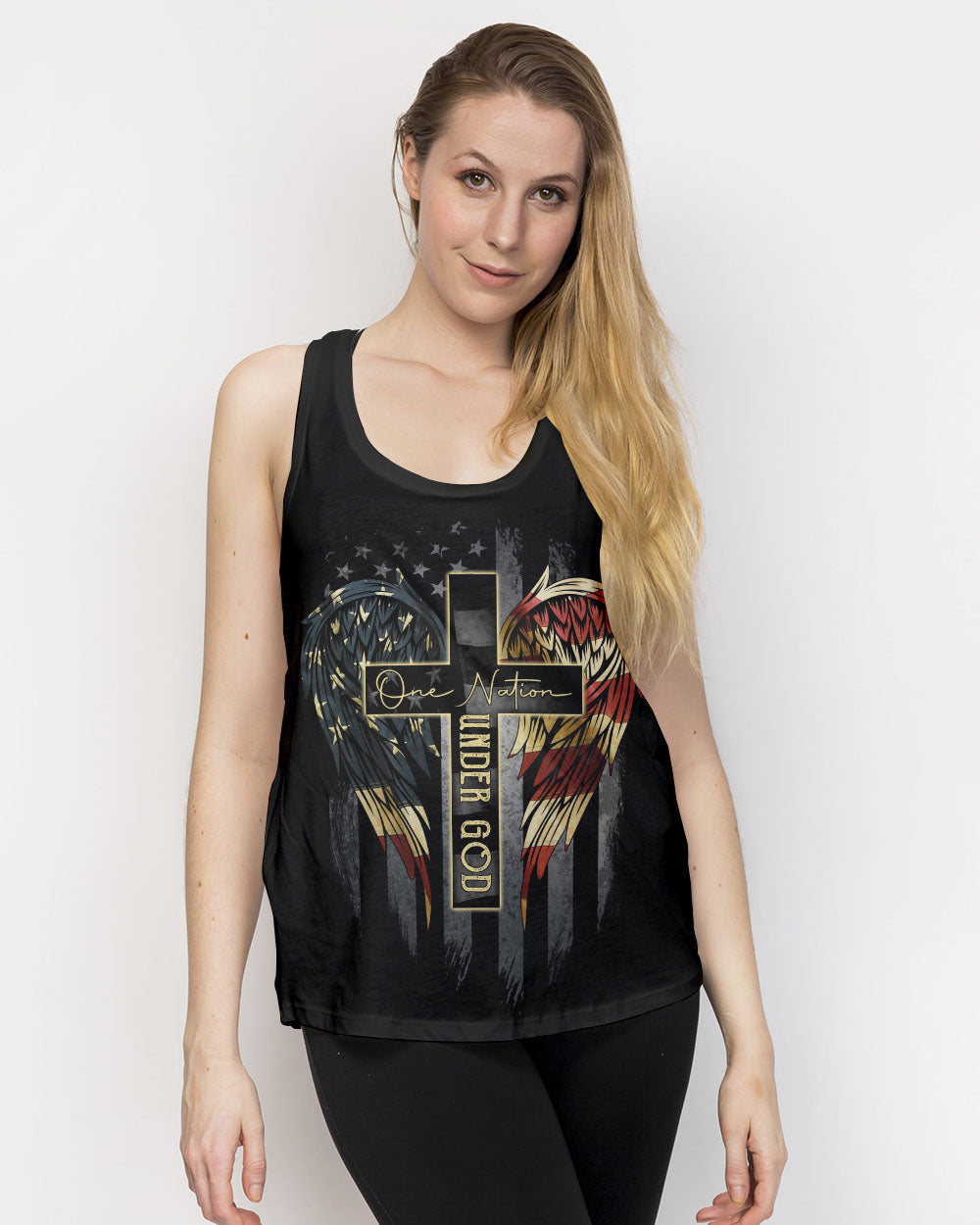 One Nation Under God Vintage Flag Women's All Over Print Shirt - Ri2406233