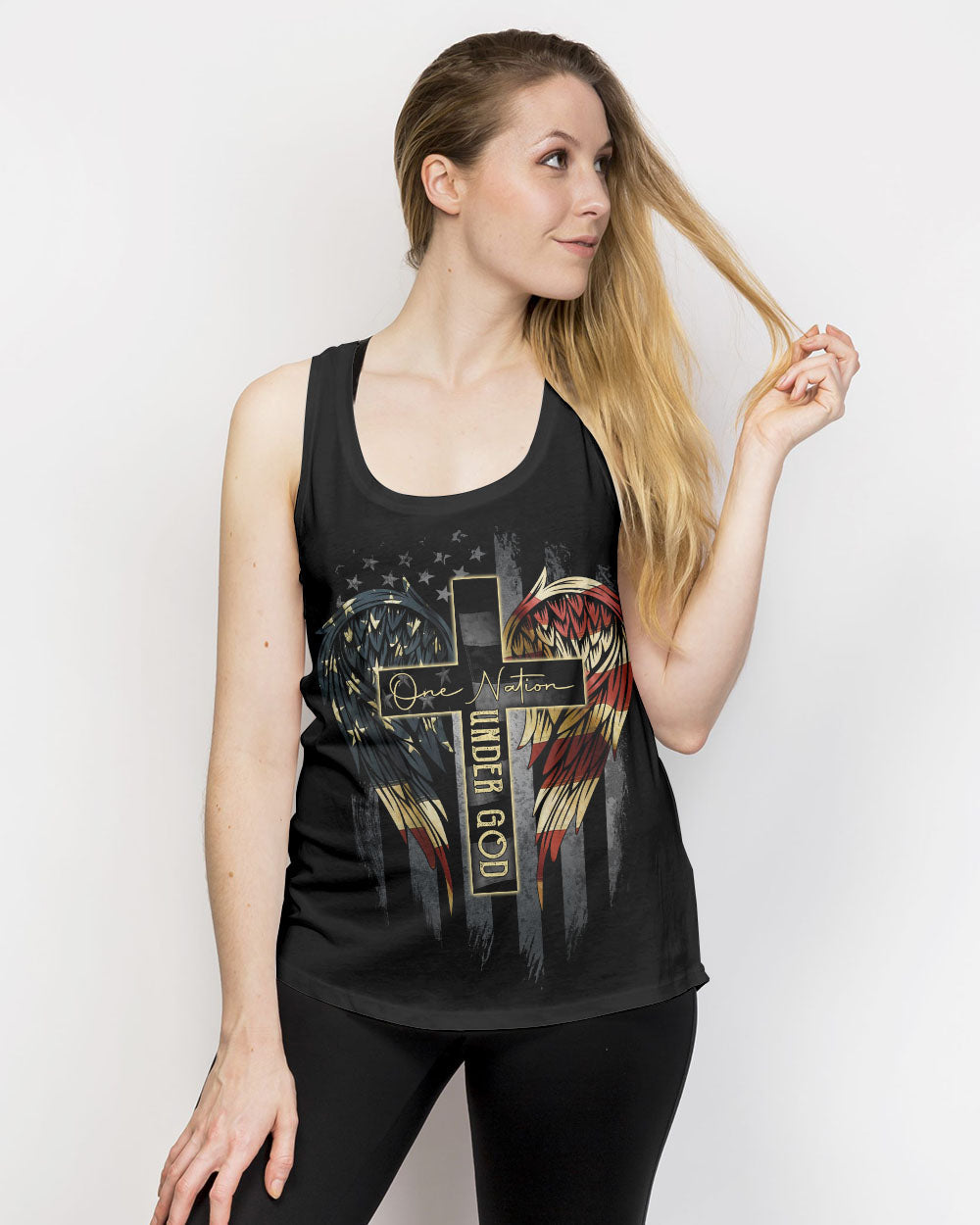 One Nation Under God Vintage Flag Women's All Over Print Shirt - Ri2406233