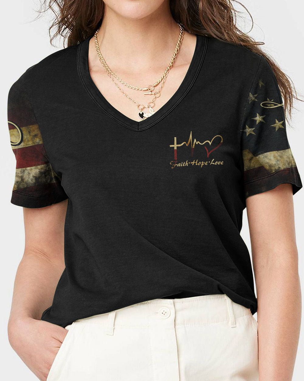 One Nation Under God Vintage Flag Women's All Over Print Shirt - Ri2406233