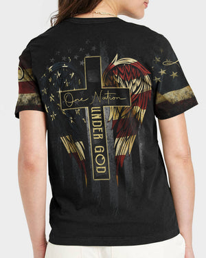 One Nation Under God Vintage Flag Women's All Over Print Shirt - Ri2406233
