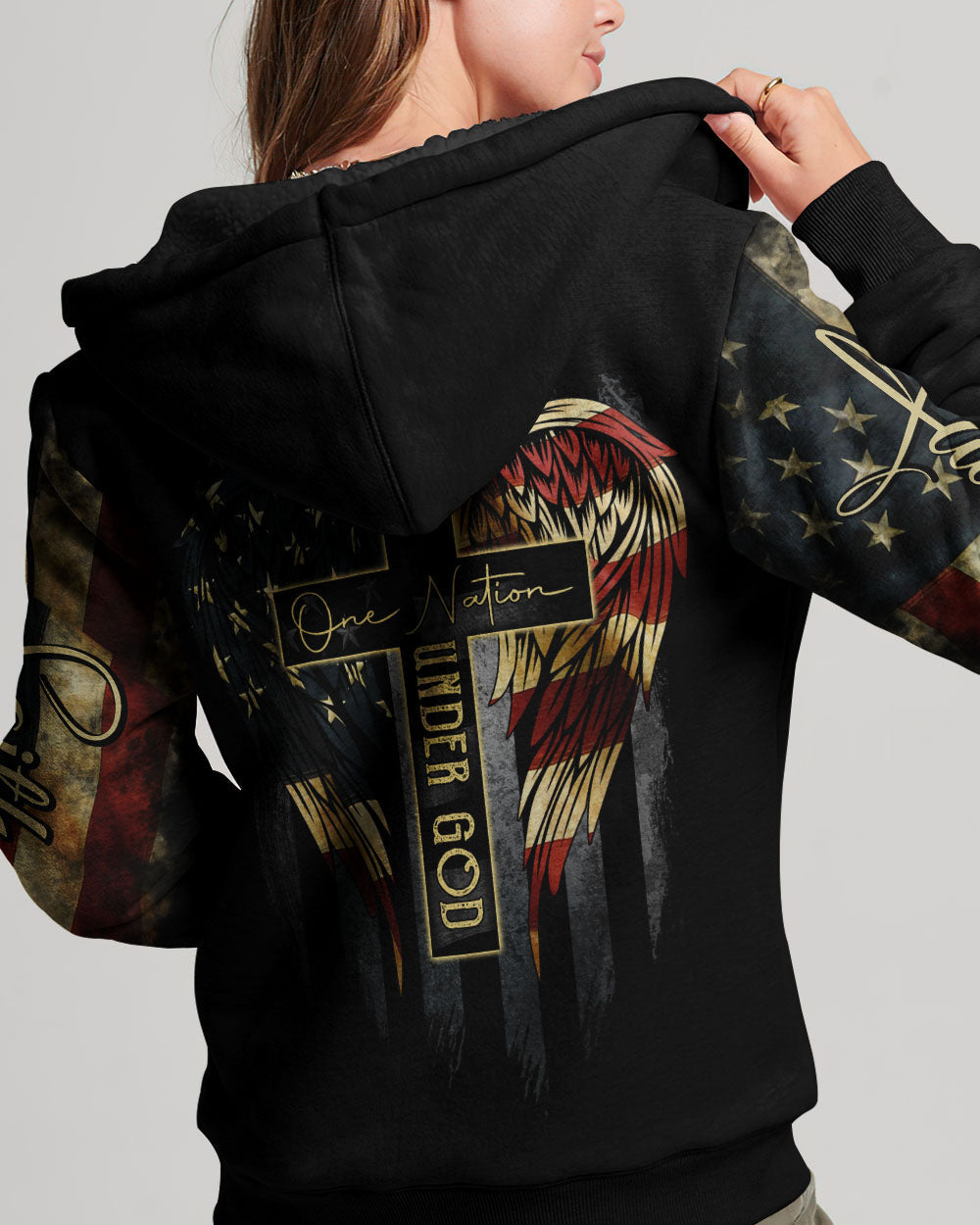 One Nation Under God Vintage Flag Women's All Over Print Shirt - Ri2406233