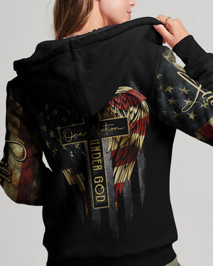 One Nation Under God Vintage Flag Women's All Over Print Shirt - Ri2406233