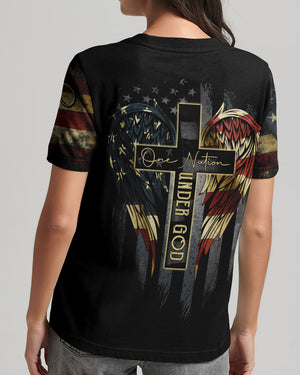 One Nation Under God Vintage Flag Women's All Over Print Shirt - Ri2406233