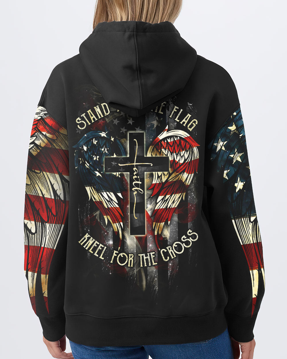 Stand For The Flag Kneel For The Cross Wings Women's All Over Print Shirt - Ri2506235