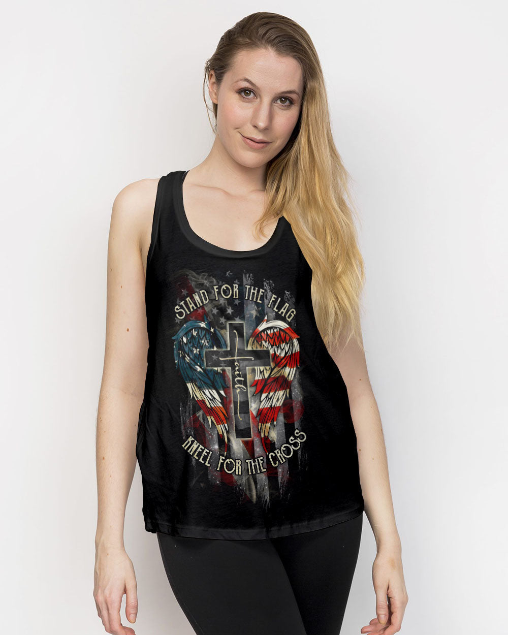 Stand For The Flag Kneel For The Cross Wings Women's All Over Print Shirt - Ri2506235
