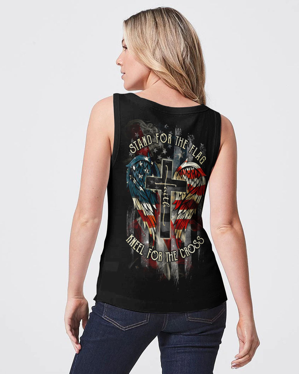 Stand For The Flag Kneel For The Cross Wings Women's All Over Print Shirt - Ri2506235