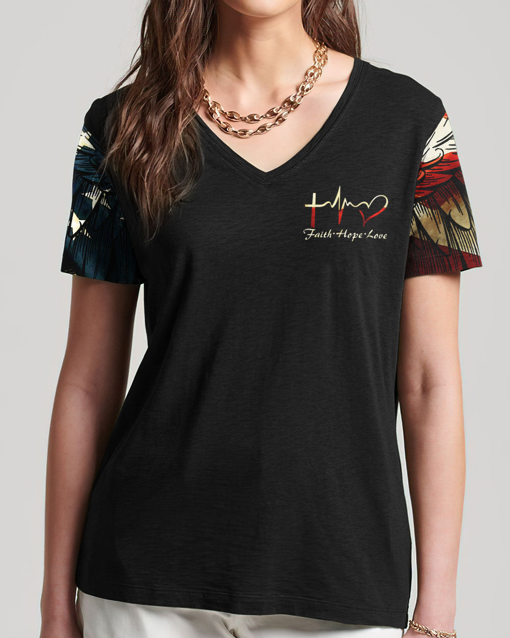 Stand For The Flag Kneel For The Cross Wings Women's All Over Print Shirt - Ri2506235