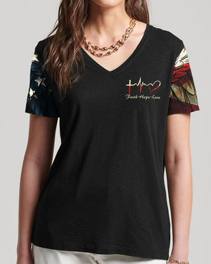 Stand For The Flag Kneel For The Cross Wings Women's All Over Print Shirt - Ri2506235