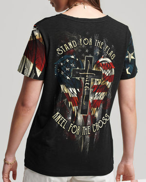 Stand For The Flag Kneel For The Cross Wings Women's All Over Print Shirt - Ri2506235