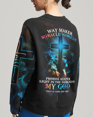 Way Maker Miracle Worker Lion Cross Light Colorful Women's All Over Print Shirt - Tltm2406235