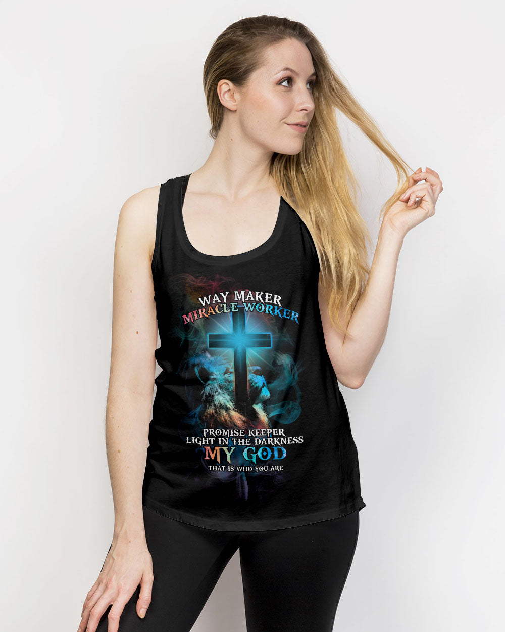 Way Maker Miracle Worker Lion Cross Light Colorful Women's All Over Print Shirt - Tltm2406235