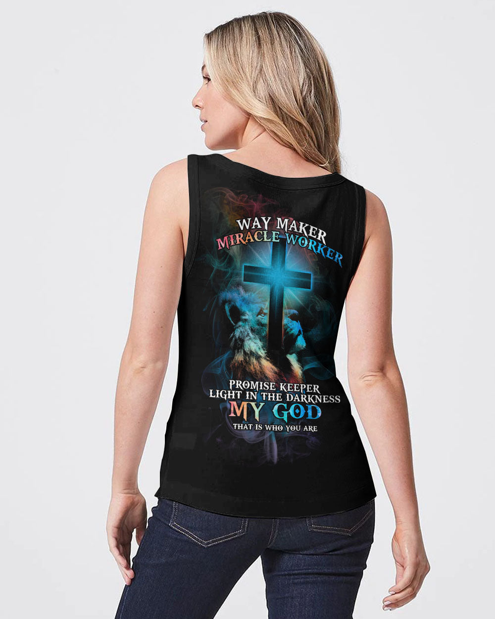 Way Maker Miracle Worker Lion Cross Light Colorful Women's All Over Print Shirt - Tltm2406235