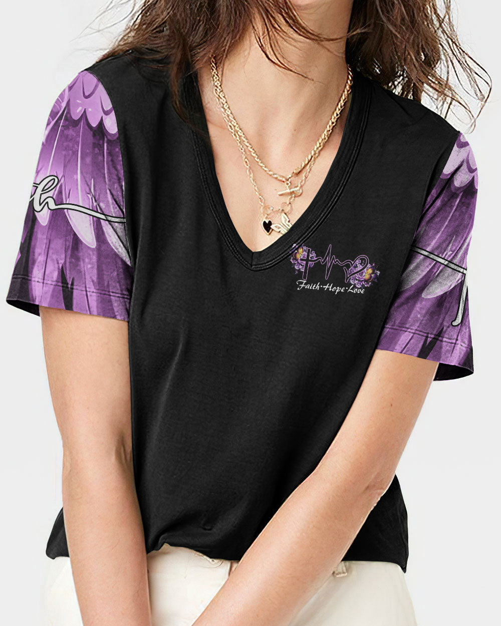 Faith Butterfly Purple Rose Women's All Over Print Shirt - Tltm2406234