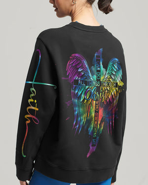 I Can Do All Things Through Christ Cross Wings Tie Dye Women's All Over Print Shirt - Ty2506232