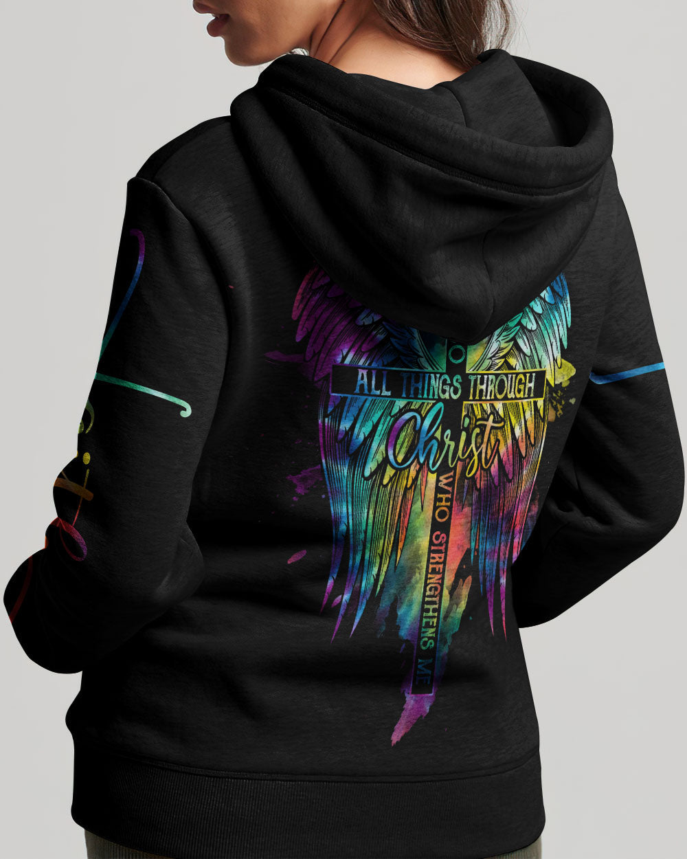 I Can Do All Things Through Christ Cross Wings Tie Dye Women's All Over Print Shirt - Ty2506232