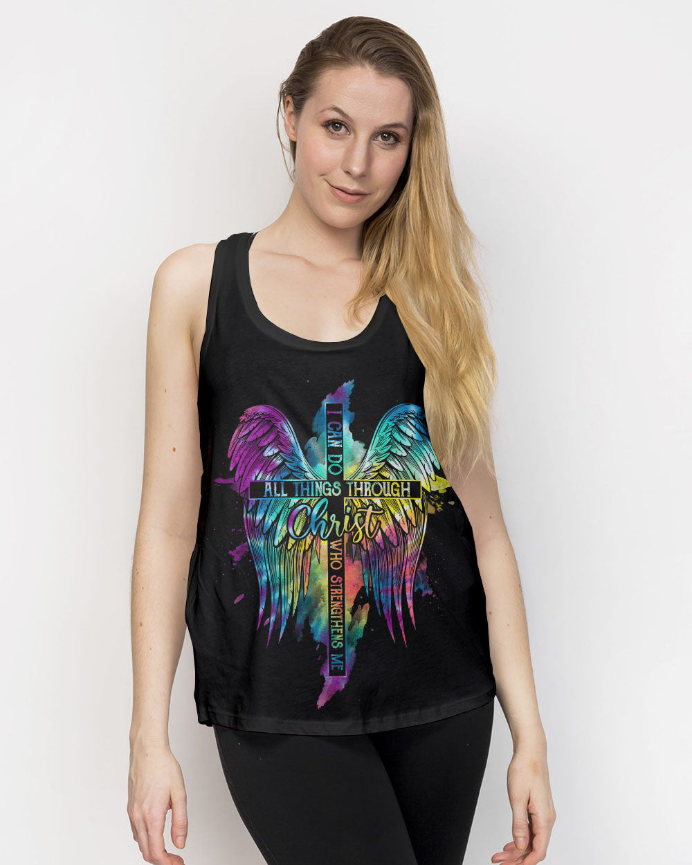 I Can Do All Things Through Christ Cross Wings Tie Dye Women's All Over Print Shirt - Ty2506232